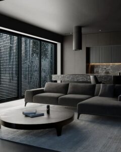 Sveitainės interjeras tamsus