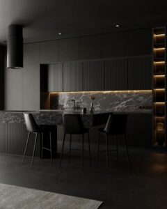 Valgomojo interjeras tamsus